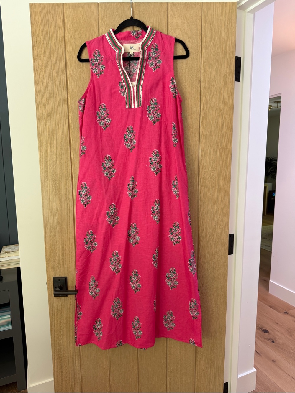 Printfresh Preppy Pink Sleeveless Embroidered Maxi Dress S